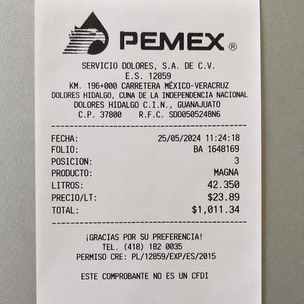 Ejemplo de 3. Ticket de la bomba